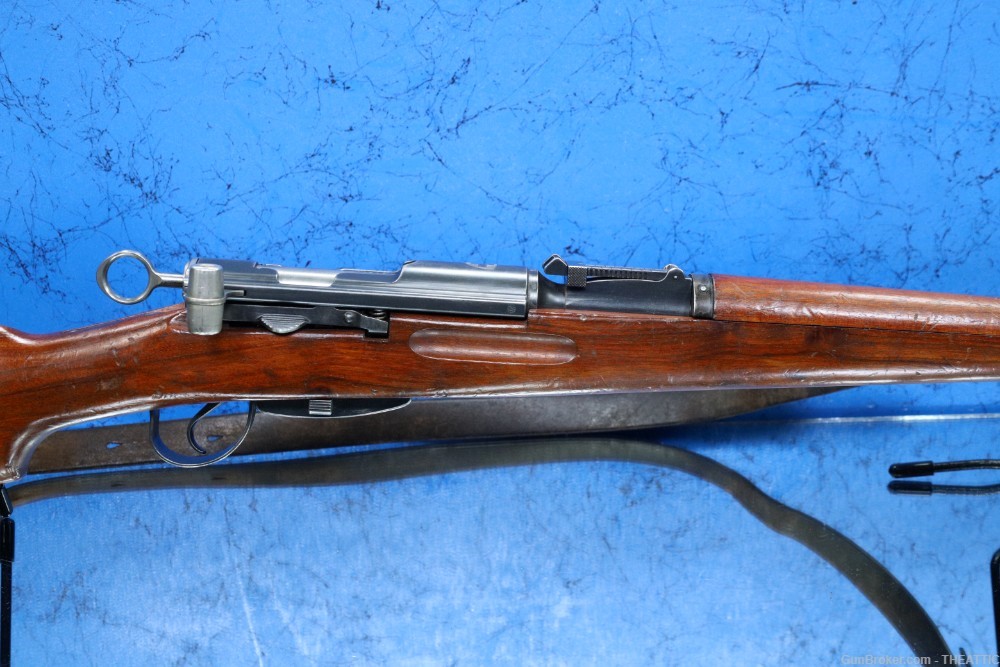 SWISS K31 7.5X55 STRAIGHT PULL RIFLE WITH BRASS MUZZLE COVER & SLING C&R-img-1
