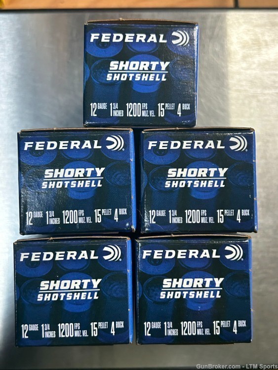 Federal Shorty Shotshell 12 GA, 1-3-4in. 15 Pellet 4 Buckshot 50rds-img-0