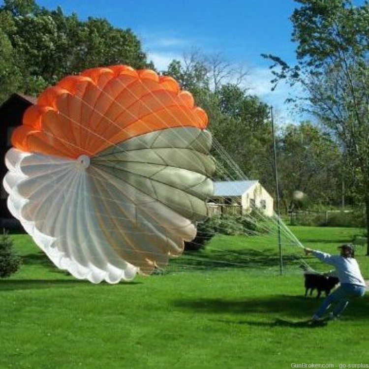 U.S. Air Force 28' Orange/Green/White/Tan Nylon Parachute Canopy-img-0
