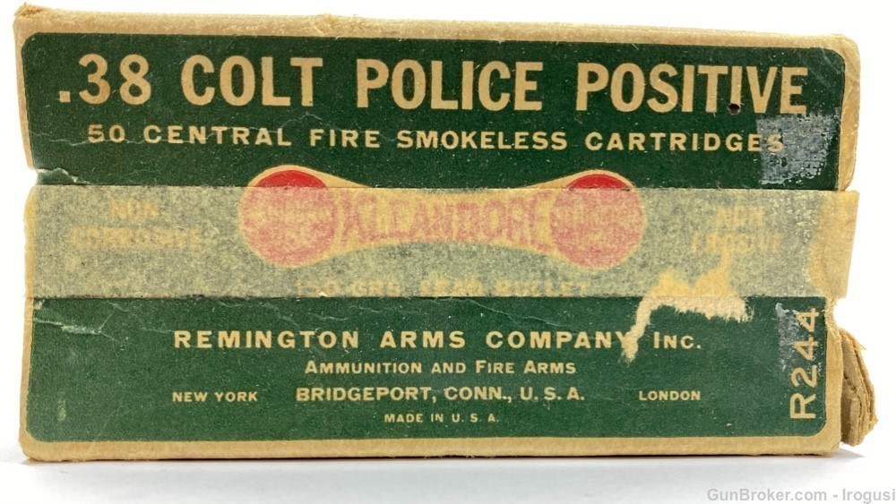 Remington .38 S&W / Colt New Police Positive DOGBONE Vintage Box 19 Rnds-img-0