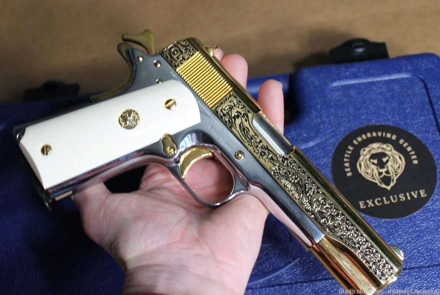 Colt 1911 DIa De Los Muertos Design Seattle Gold Engraving  45ACP Unfired! -img-2