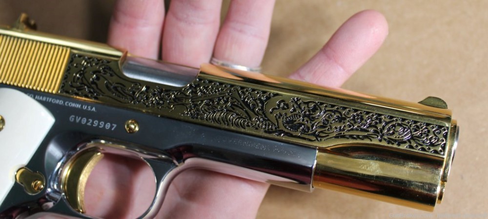 Colt 1911 DIa De Los Muertos Design Seattle Gold Engraving  45ACP Unfired! -img-6