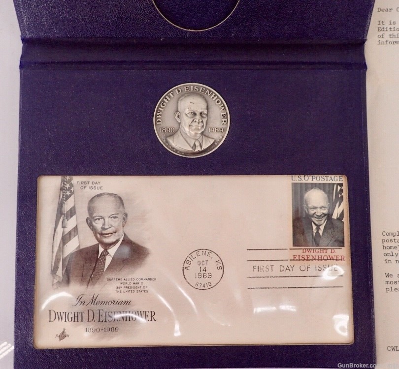 The Danbury WWII General Dwight D. Eisenhower 1st Day Issue Stamp with Comm-img-0
