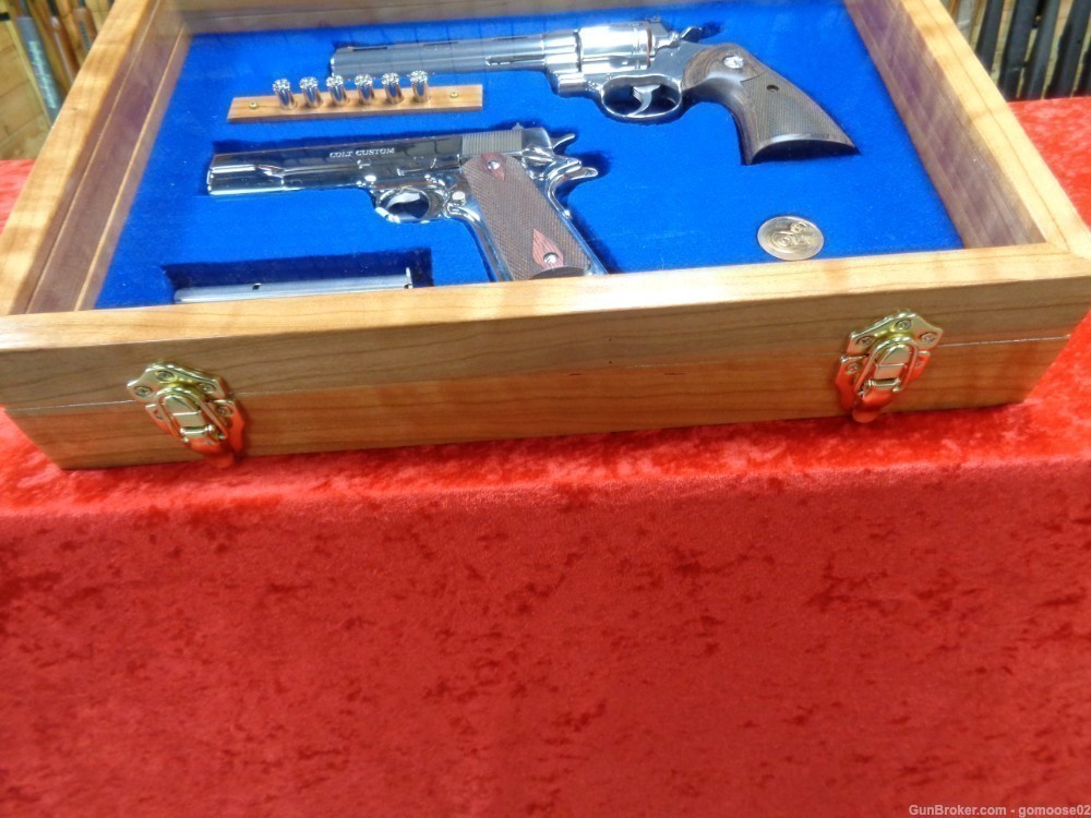 Custom Wood Display Case 1911 Colt Python Anaconda Revolver Snake Gun TRADE-img-2