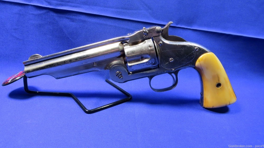 S&W Model 3 Russian .44Russian Nickel-Plated Ivory Grip Revolver -img-2
