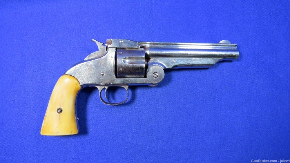 S&W Model 3 Russian .44Russian Nickel-Plated Ivory Grip Revolver -img-1