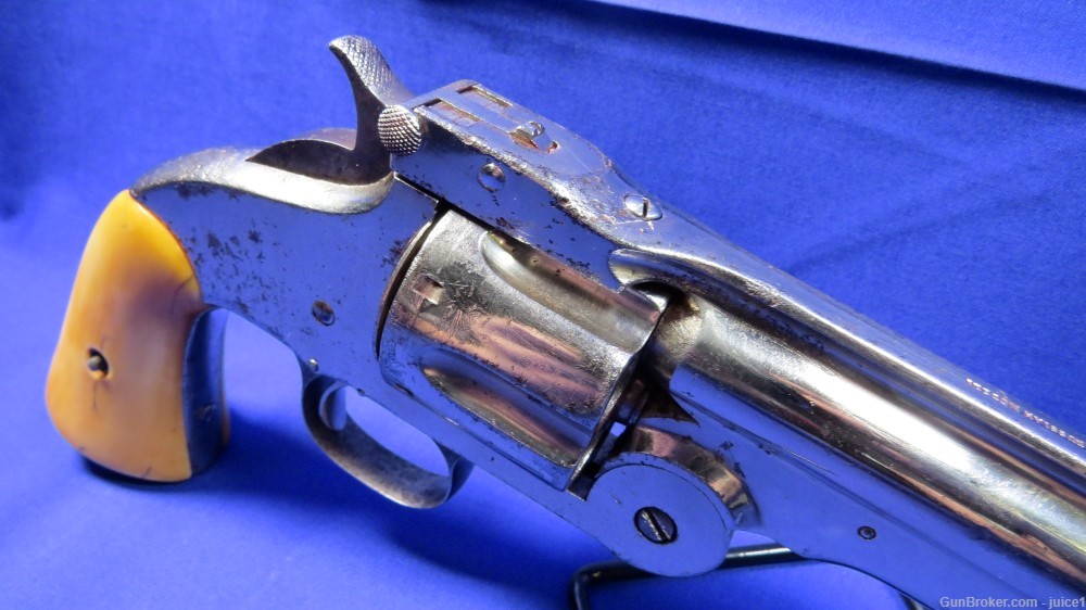 S&W Model 3 Russian .44Russian Nickel-Plated Ivory Grip Revolver -img-10