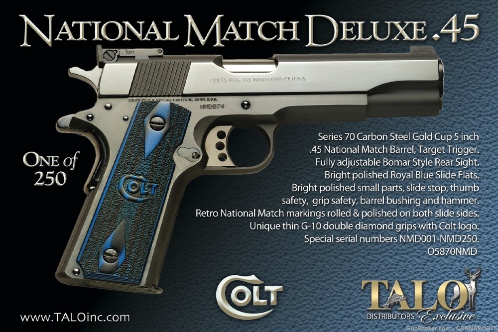 Colt TALO National Match Deluxe .45  1 of 250 serial # 001 NEW FROM 2014-img-1