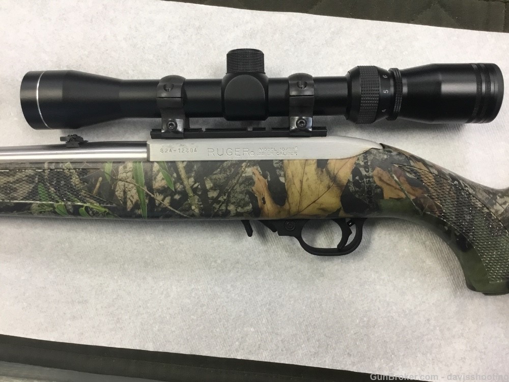 RUGER 10/22 - Camo / Stainless / 18" Brl / Base, Rings, Tasco 3x9 - CLEAN-img-2
