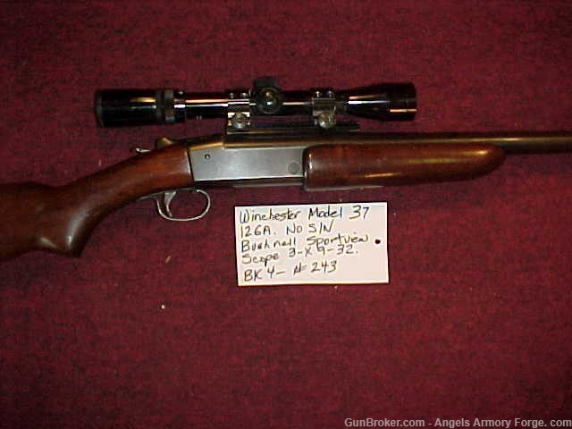 BK#243 - Winchester Model 37 -  12 Gage Shotgun with Bushnell Scope-img-2