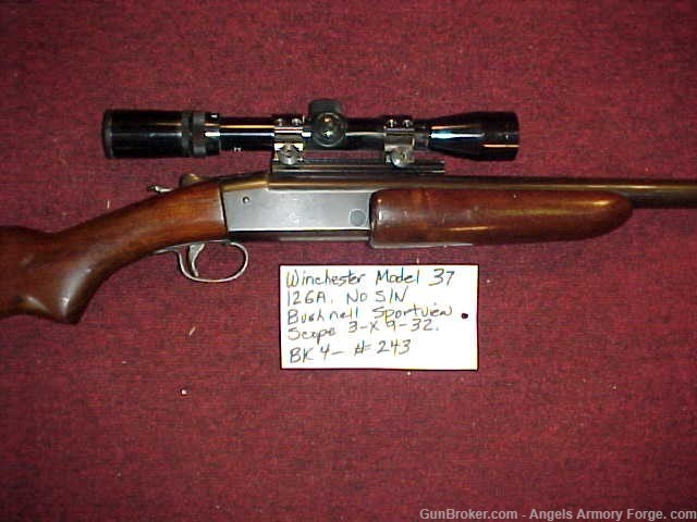 BK#243 - Winchester Model 37 -  12 Gage Shotgun with Bushnell Scope-img-1