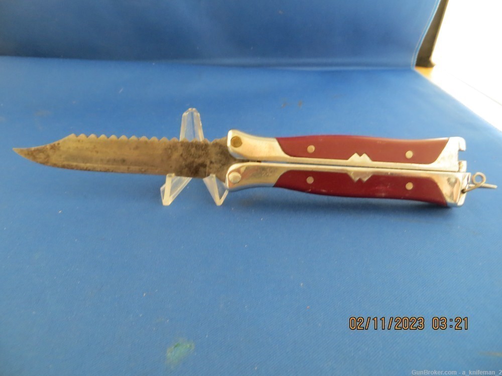 Vintage SAF-T-SHEATH Knife Waltco Fishing Butterfly-img-0