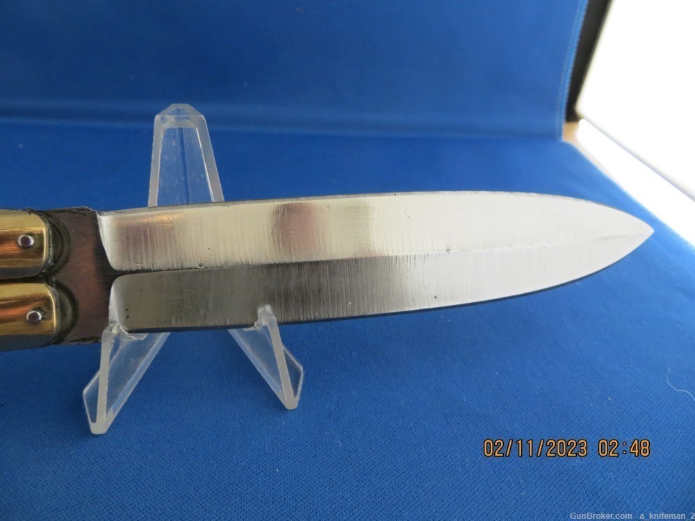 Vintage Handmade Philippine Butterfly Batangas Knife Stag Double Edge-img-4