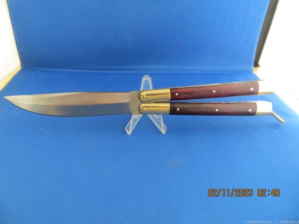 Vintage Handmade Philippine Butterfly Batangas Knife Wood and Brass -img-0