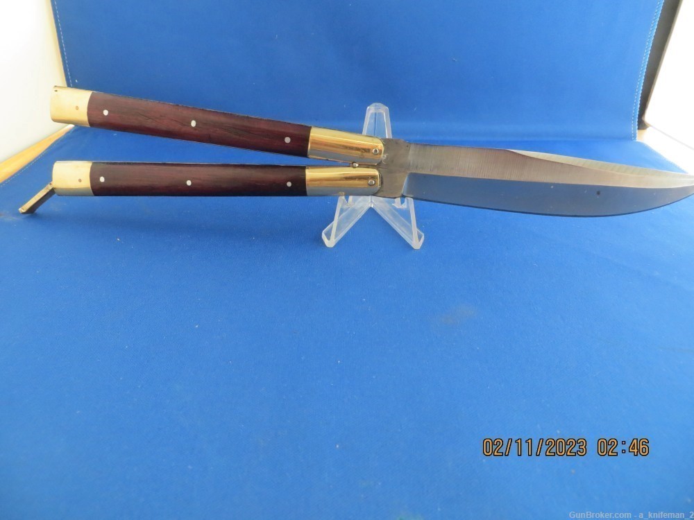 Vintage Handmade Philippine Butterfly Batangas Knife Wood and Brass -img-3