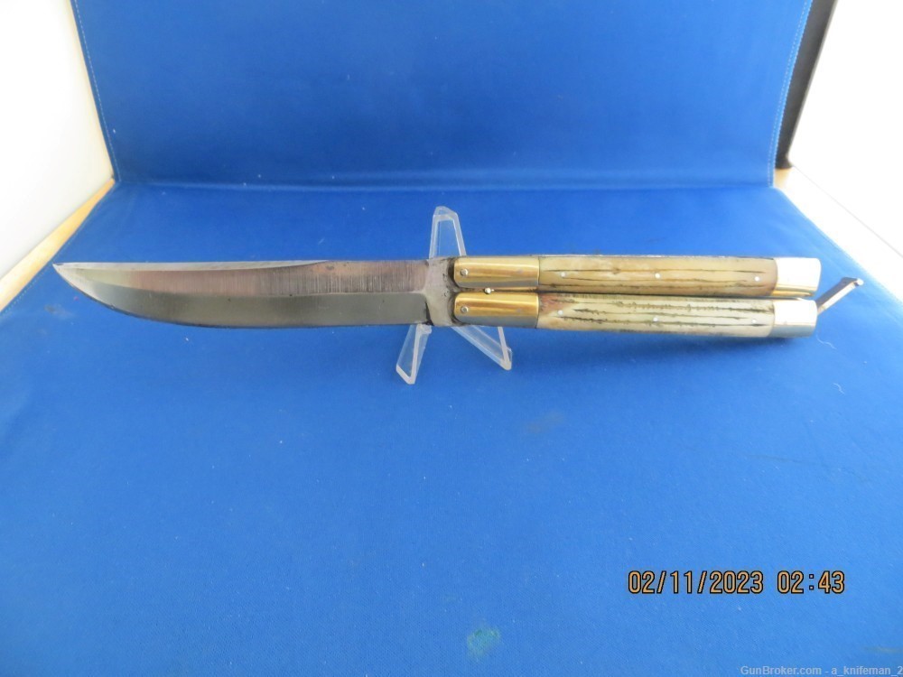 Vintage Handmade Philippine Butterfly Batangas Knife Stag Bowie Blade-img-0