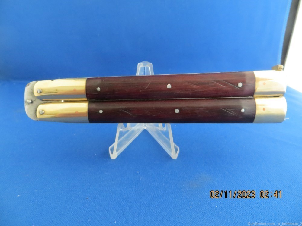 Vintage Handmade Philippine Butterfly Batangas Knife Rosewood Scales-img-4