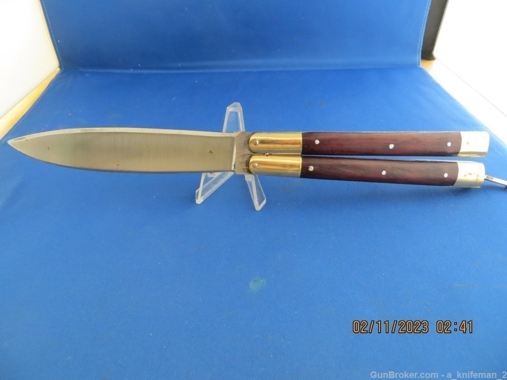 Vintage Handmade Philippine Butterfly Batangas Knife Rosewood Scales-img-5