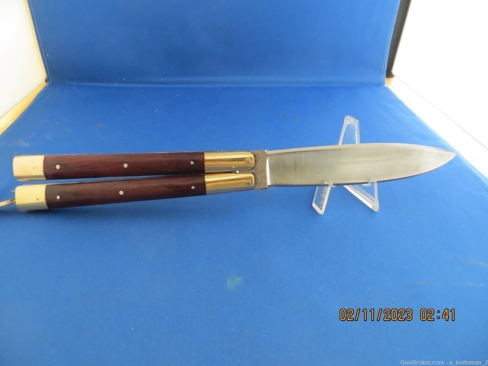 Vintage Handmade Philippine Butterfly Batangas Knife Rosewood Scales-img-0
