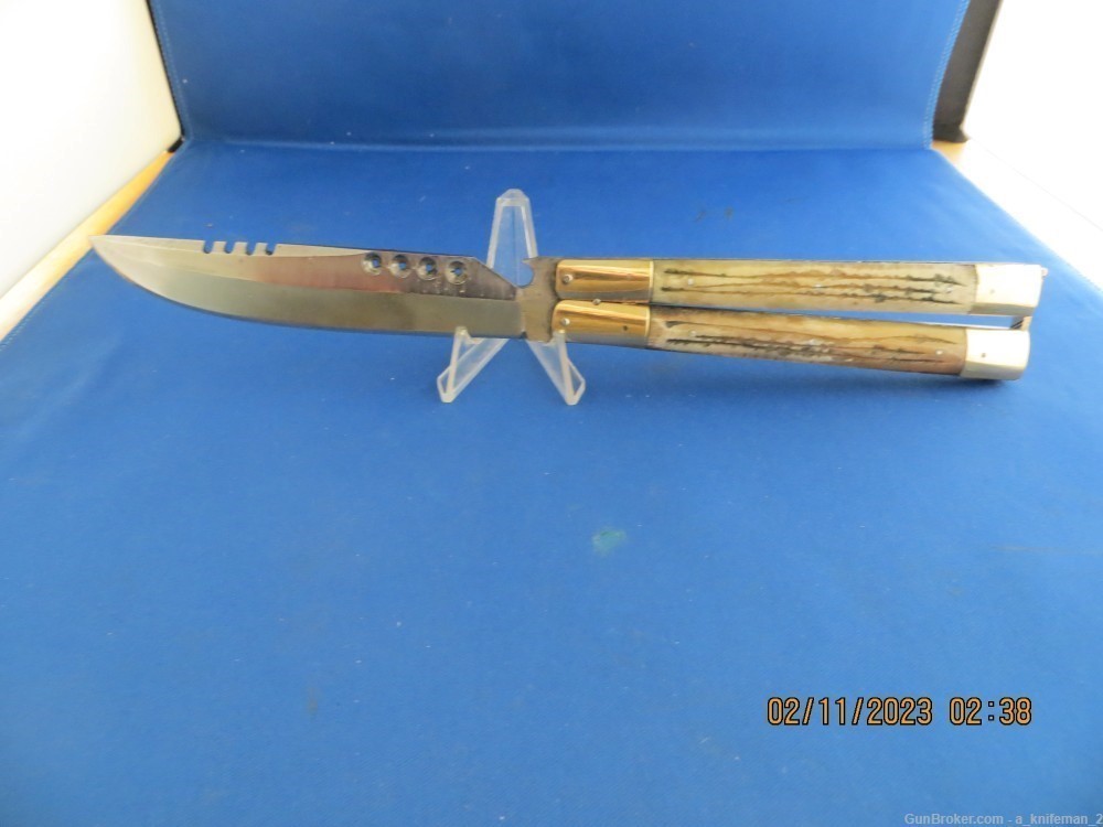 Vintage Handmade Philippine Butterfly Batangas Knife Stag -img-0