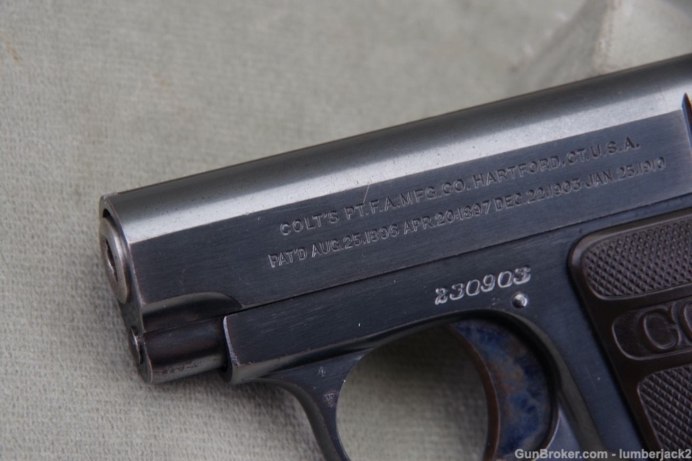 1919 Colt Model 1908 Vest Pocket 25ACP 2'' Blue with Box Letter-img-26