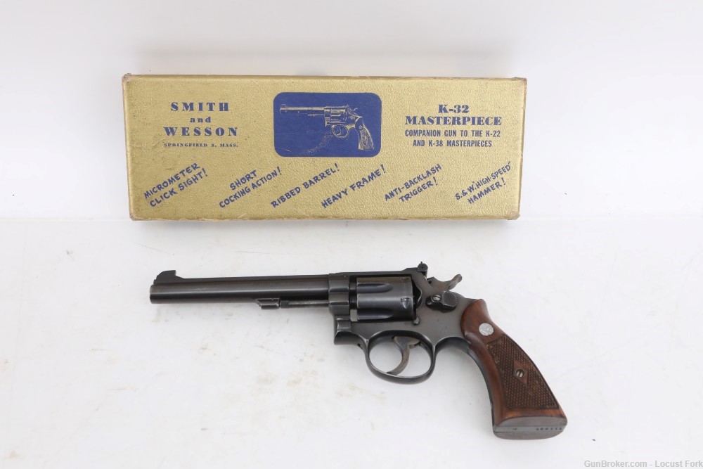 Smith and Wesson K32 Masterpiece 32 S&W Long 6" Gold Box Factory Letter C&R-img-0