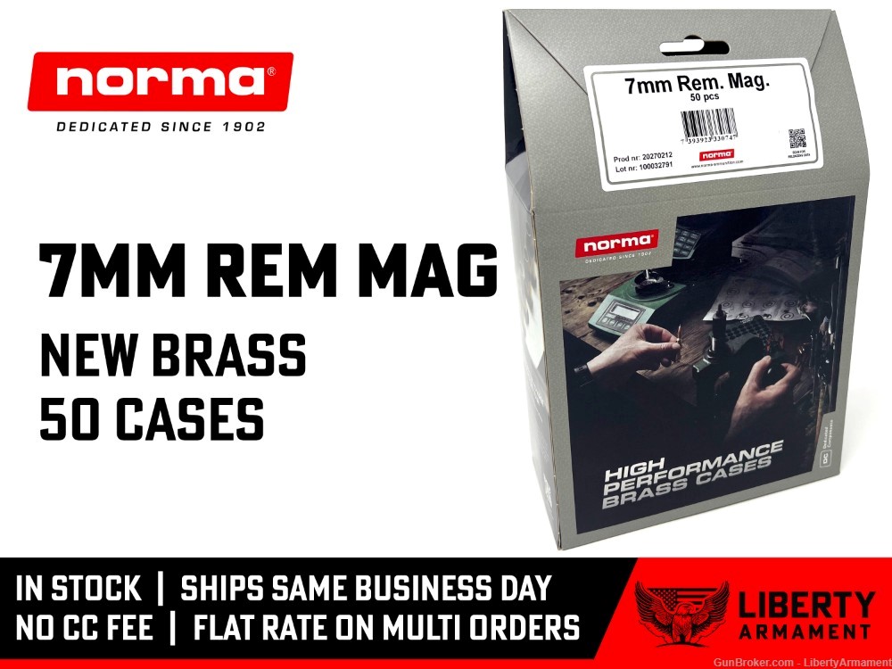 7mm Rem Mag Brass, Norma 7mm Remington Magnum Brass-img-0