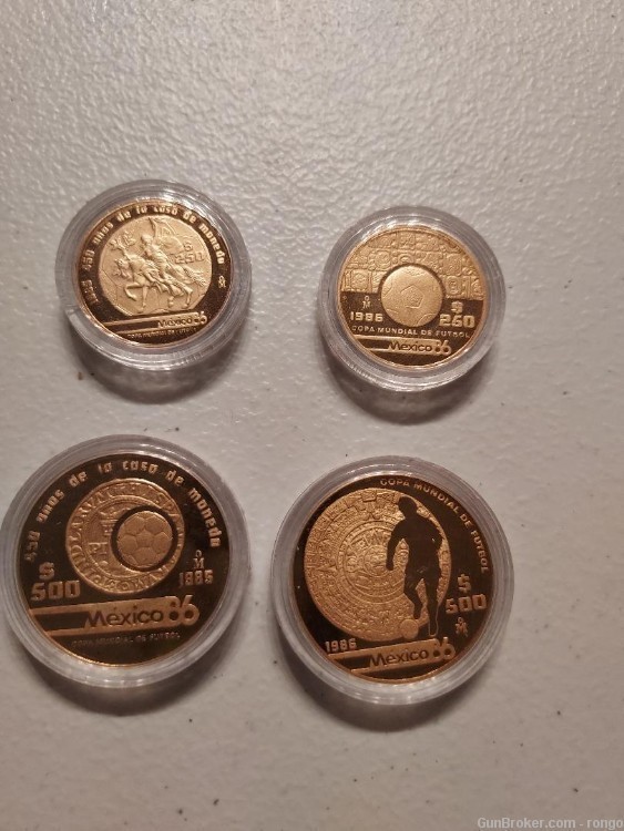 1986 Mexico Gold 4-Coin World Cup Soccer Commemorative Proof Set-img-2