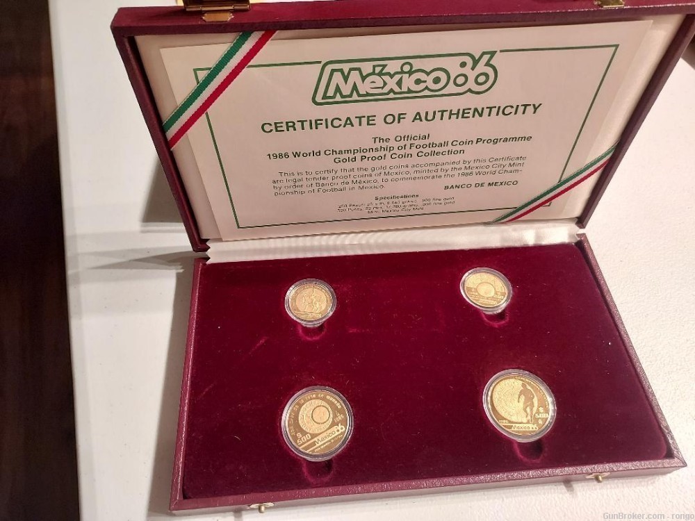 1986 Mexico Gold 4-Coin World Cup Soccer Commemorative Proof Set-img-0