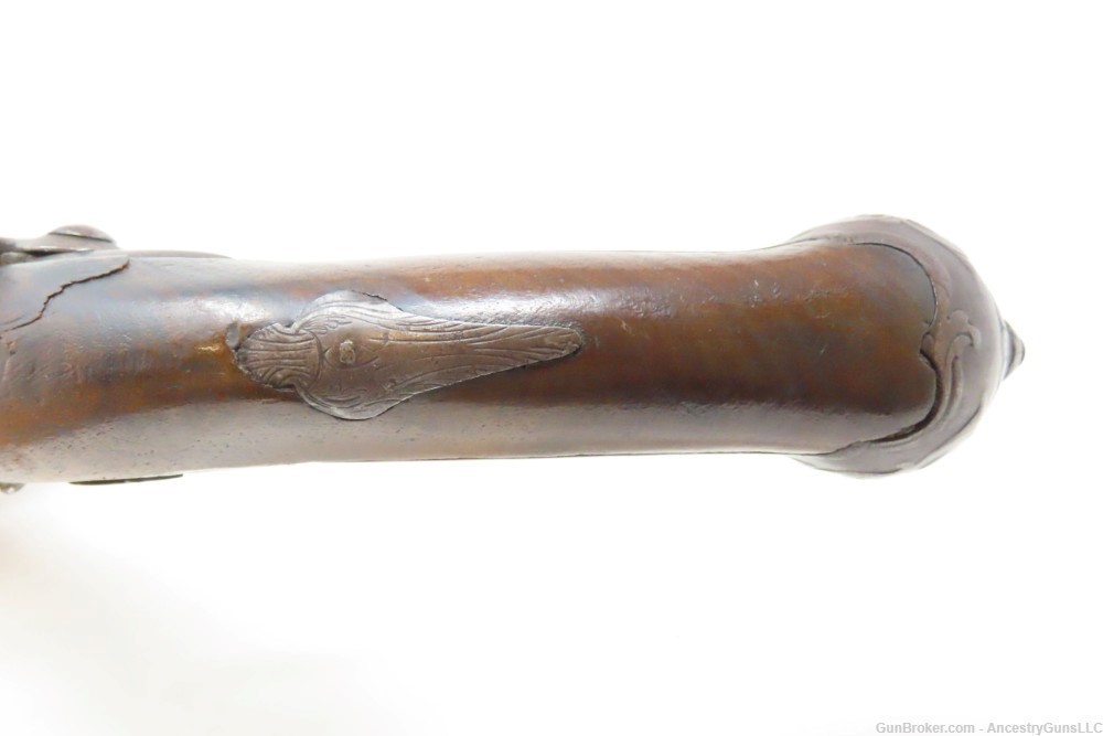 ENGRAVED 1700s Antique EUROPEAN FLINTLOCK 62 Caliber Martial Pistol Sidearm-img-7