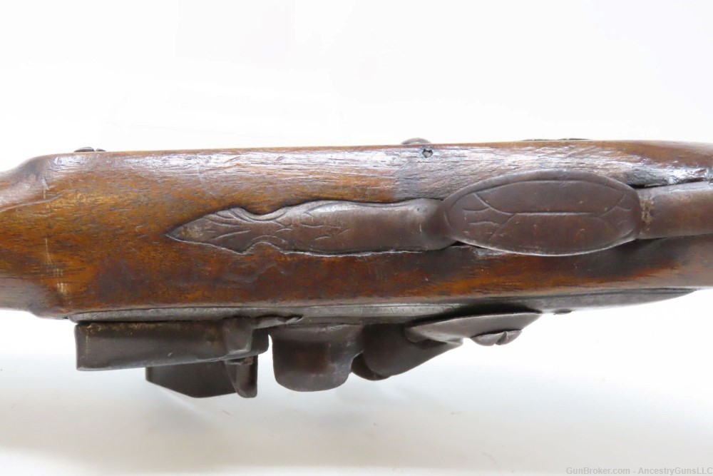 ENGRAVED 1700s Antique EUROPEAN FLINTLOCK 62 Caliber Martial Pistol Sidearm-img-11