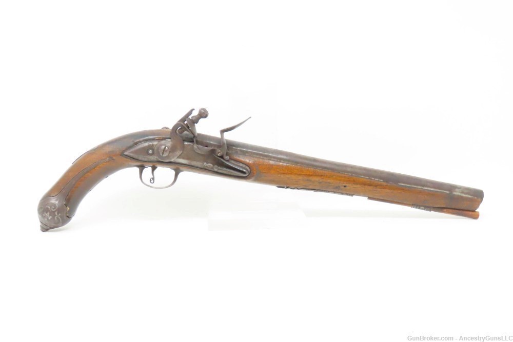 ENGRAVED 1700s Antique EUROPEAN FLINTLOCK 62 Caliber Martial Pistol Sidearm-img-1