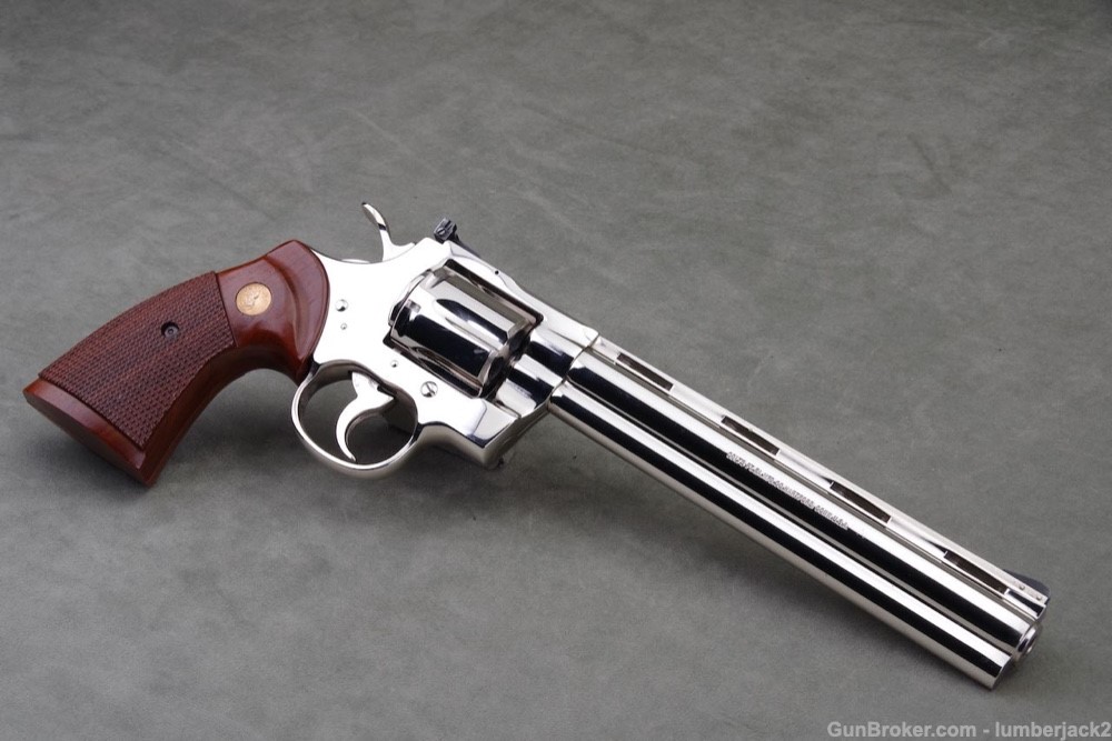 Excellent 1981 Colt Python 357 Magnum 8'' Nickel with Box-img-34