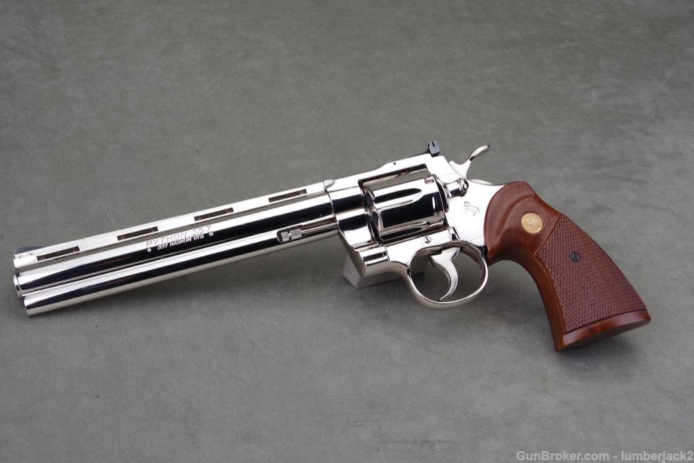 Excellent 1981 Colt Python 357 Magnum 8'' Nickel with Box-img-5