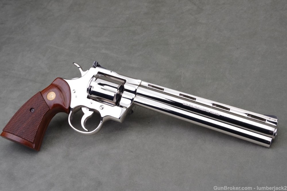 Excellent 1981 Colt Python 357 Magnum 8'' Nickel with Box-img-11