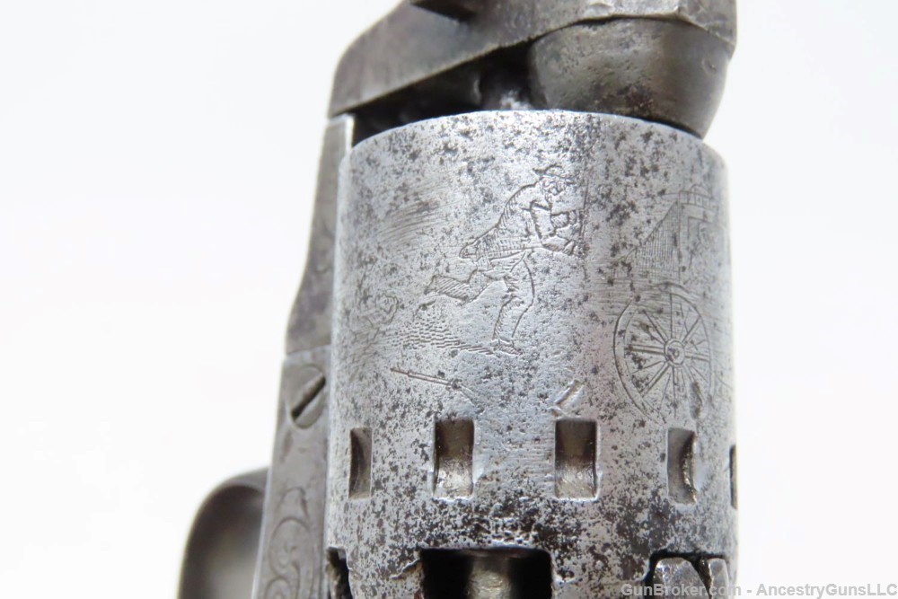 ENGRAVED Antique CIVIL WAR Era MANHATTAN ARMS .31 Caliber POCKET Revolver  -img-12