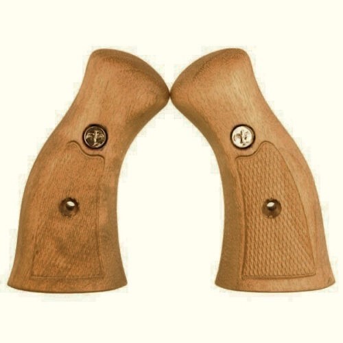 H&R 999 2pc Compact Wood Checkered Factory Grips-img-0