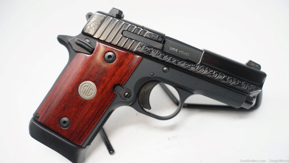 SIG SAUER P938 ENGRAVED ROSEWOOD 9MM NITRON 7 ROUNDS (10306)-img-1