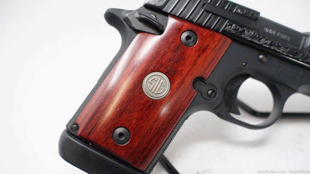 SIG SAUER P938 ENGRAVED ROSEWOOD 9MM NITRON 7 ROUNDS (10306)-img-3