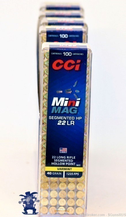 22lr CCI MINI MAG SEGMENTED High Velocity 40GR 1235FPS 22 LR HP 500 Rounds-img-2