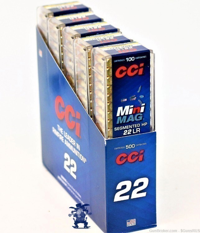 22lr CCI MINI MAG SEGMENTED High Velocity 40GR 1235FPS 22 LR HP 500 Rounds-img-0