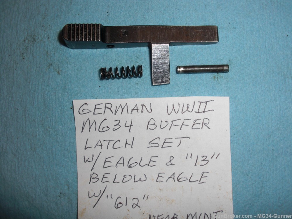 German WWII MG34 Buffer Latch Set w/ Eagle "4" "612" - NEAR MINT-img-0
