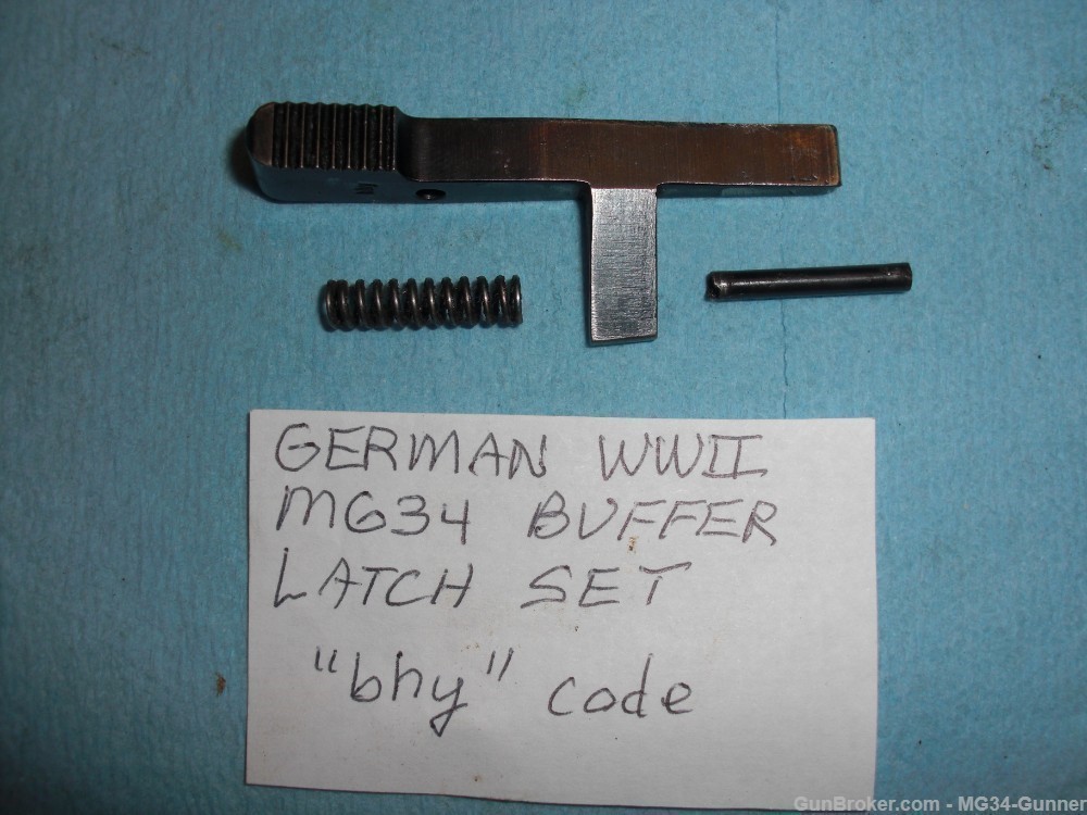 German WWII MG34 Buffer Latch Set w/ "bhy" Mfg. Code-img-0