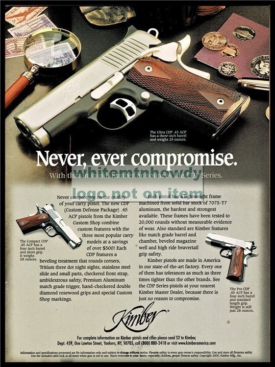 2001 KIMBER Ultra CDP .45 ACP Pistol PRINT AD Gun Advertising-img-0