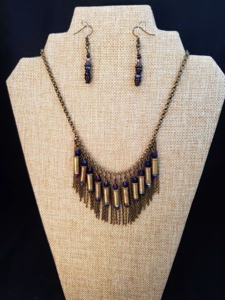 Bullets,Crystals & Bling Necklace & Earrings.Handmade-1 of 1. NE11*REDUCED*-img-0