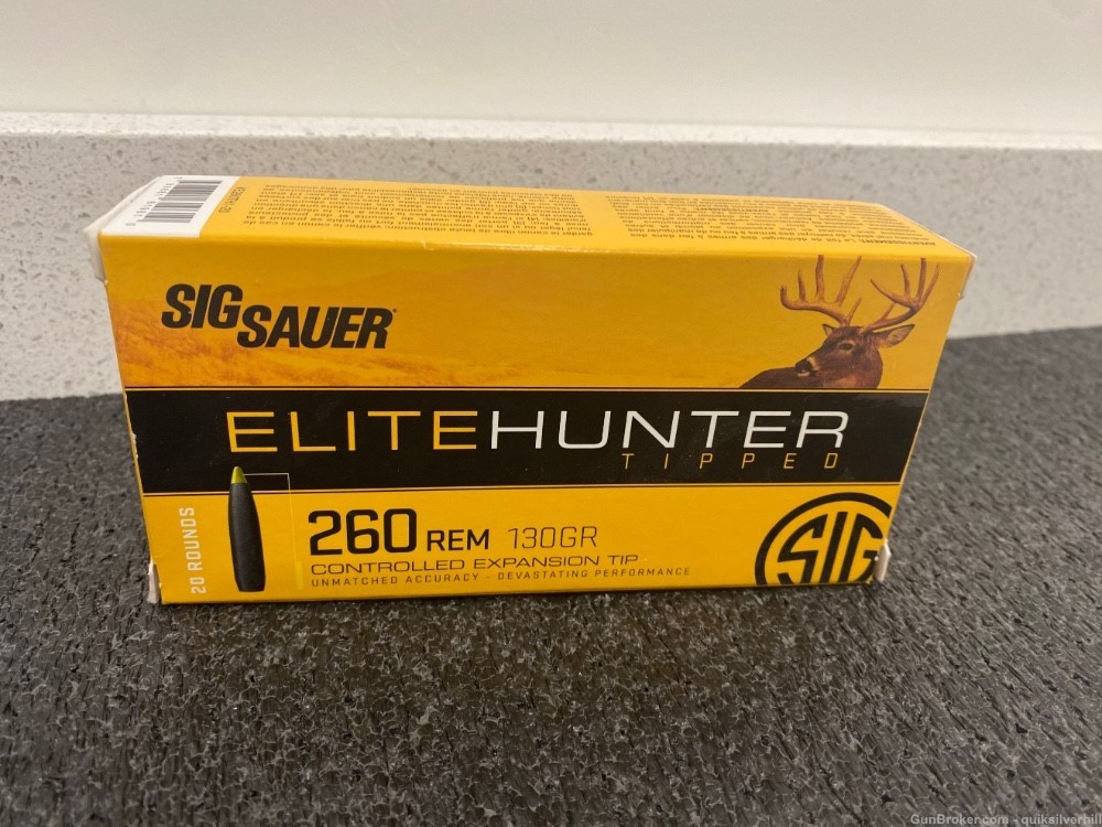20 Rounds Factory New Sig Sauer Elite Hunter 260 Remington Rem 130 Gr -img-1