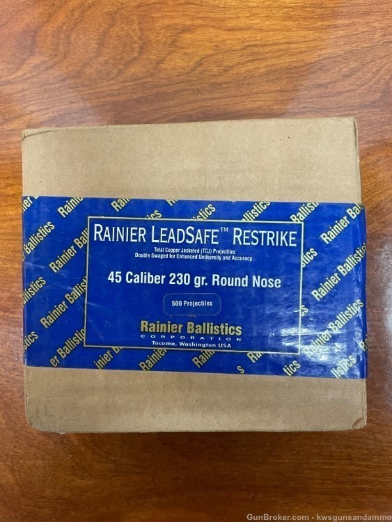 Rainier LeadSafe 45 Caliber 230 Gr Plated Round Nose Bullets - 500ct -img-0