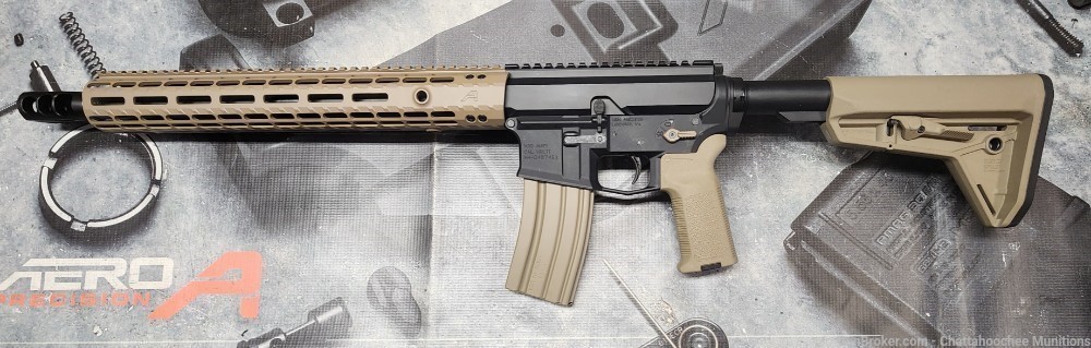 Aero Precision BCA M4 .50 BEOWULF 16" Side Charging Rifle FDE and Black-img-1