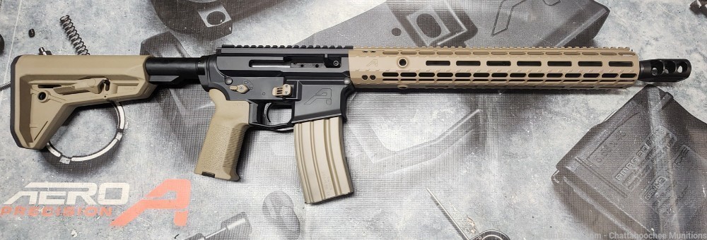 Aero Precision BCA M4 .50 BEOWULF 16" Side Charging Rifle FDE and Black-img-0