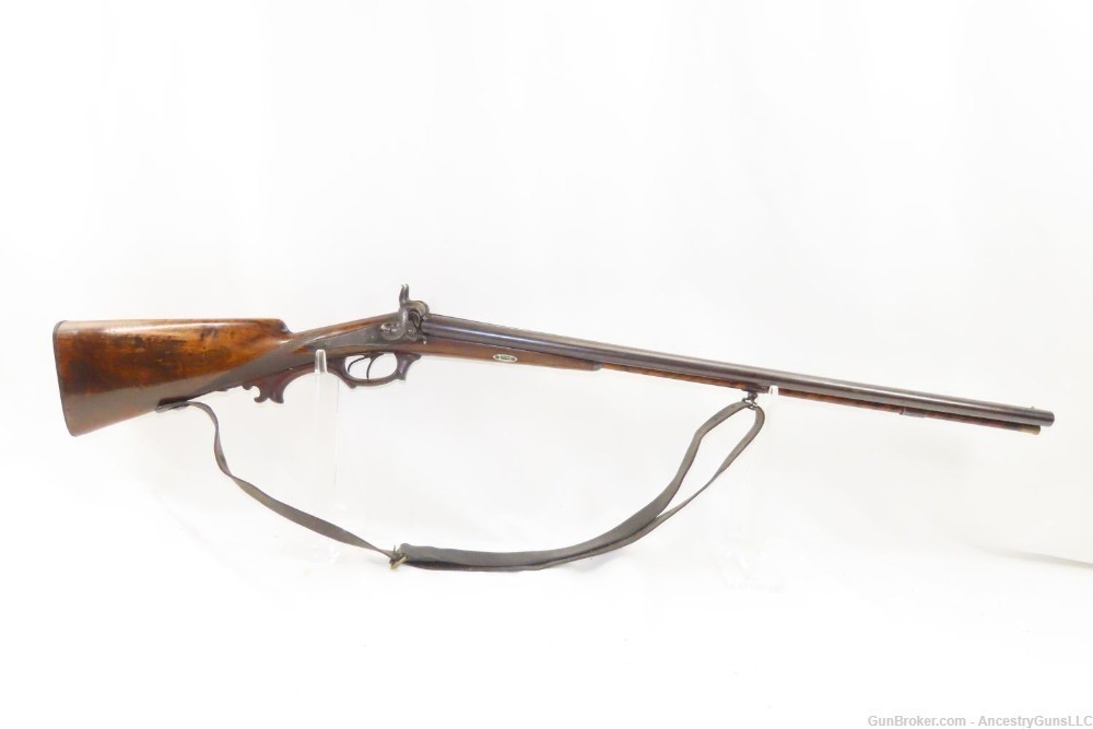 1800s ENGRAVED Antique German Percussion Back Action SxS 16 Gauge Shotgun  -img-11